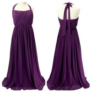 Azazie Gown Maxi Dress Formal Vibrant Purple Grape Bridesmaid Mother Of Bride